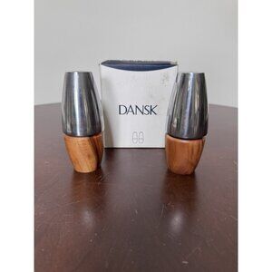 Dansk Wood Metal Salt Pepper Shaker Set Mid Century Modern MCM Danish VTG